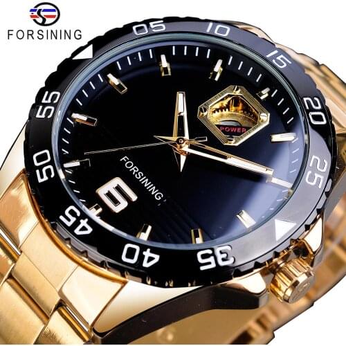 Forsining Mechanical Mens Watches Top Brand Luxury Automatic Man Watches Golden Stainless Steel Waterproof Luminous Hands Clock