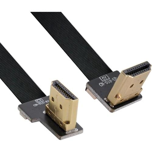 CYFPV HDTV FPC Flat Dual 90 Degree Right-Up Angled HDMI Type A Male to Male Cable for FPV HDTV Multicopter Aerial Photography
