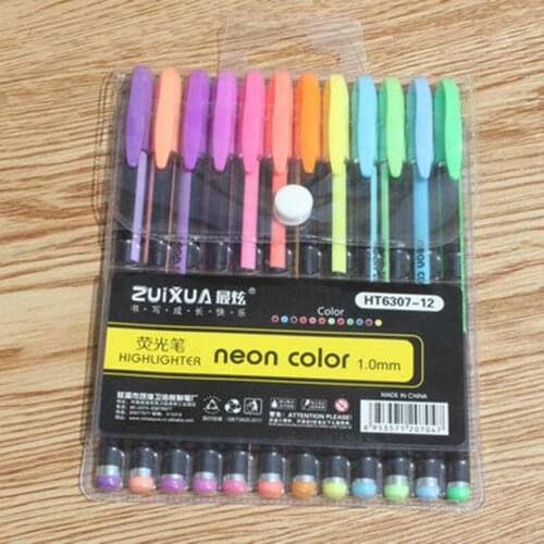HP6307-12 12 pcs colorful highlighter pen Good gift For Coloring Kids Sketching Painting Drawing