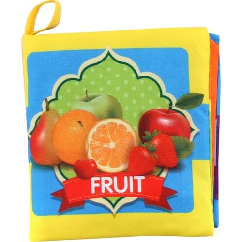 Baby Soft Cloth Fabric Book Infant Early Learning Educational Toy Fruits Cognition Touch Rustle Book Intelligence Development