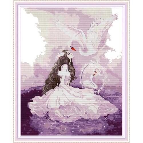 Beauty and Swan painting decor counted printed on the canvas 11CT 14CT kits Chinese Cross Stitch embroidery needlework Sets