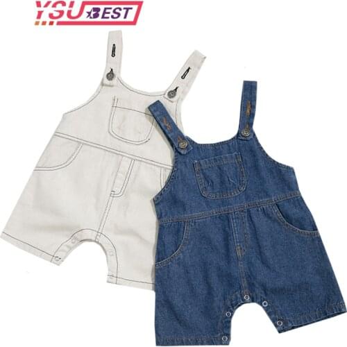 1-3Yrs Baby Summer Jeans Overalls Infant Shorts Toddlers Kids Denim Rompers Baby Boys Girls Short Jumpsuit For Children Clothing