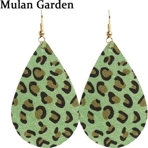 M&G Teardrop PU Leather Leopard Earrings for Women Pendant Elegant Leather Water Drop Earrings Fashion Jewelry Accessories Gifts