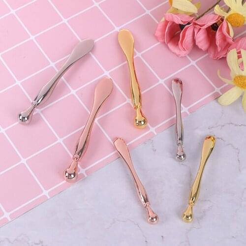 Facial Mask Spoon Gold Alloy Metal Cosmetic Spatulas Anti Wrinkle Massage Sticks Makeup Tools DIY Eye Cream Mixing Spatula Scoop