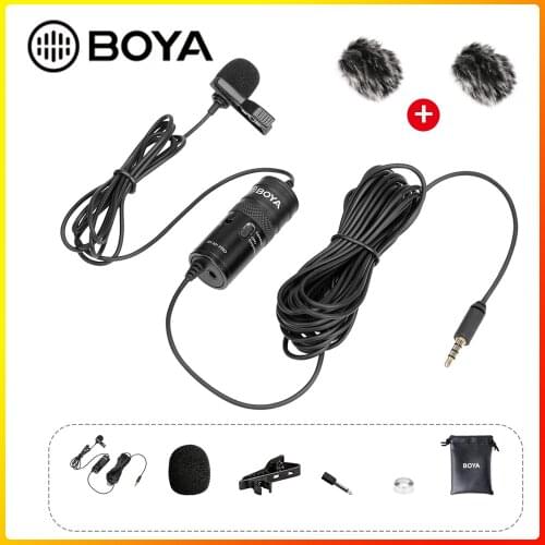 BOYA BY-M1 Pro Lapel Microphone 3.5mm Audio Universal Clip-on Lavalier Mic for iPhone Android Smartphones DSLR Camera Recorder