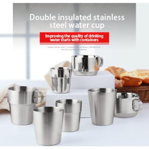 304 stainless steel multi-purpose water cup double-layer insulated coffee cup creative beer glass children water cup mug