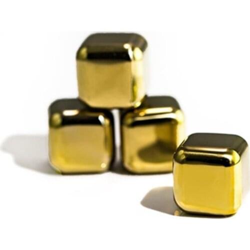 Reusable Golden Ice Mold Whiskey Stones Ice Cubes Chilling Rocks Vodka Cooler Wine Beer Cocktail Chiller Realand 304 Stainless