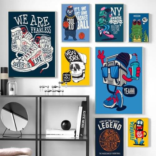 Fashion Abstract Music Animal Art Posters Bear Crocodile Prints Canvas Painting Modern Cool Wall Art Pictures Kids Room Decor