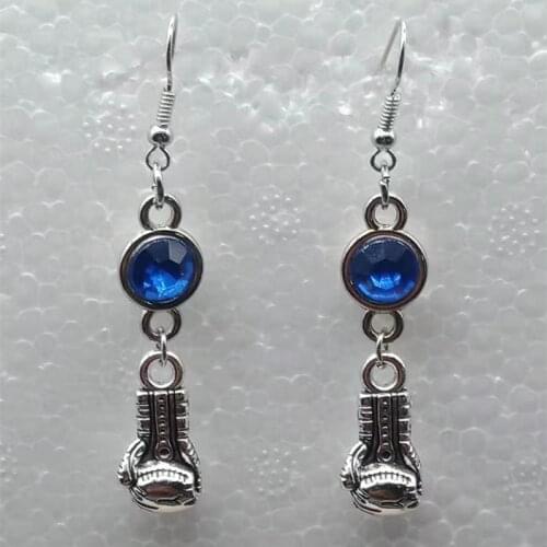Fashion jewelry retro birth stone boxing charm gloves pendant earrings ladies jewelry gift