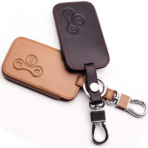 Fashion men High quality Case Cover Holder Leather Key Holder For Renault 3 buttons remote control protect shell starline a91