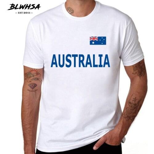 BLWHSA Summer T-Shirt Men 100% Pure Cotton Short Sleeve Australia Printed Fashion Casual Tops Brand Clothing