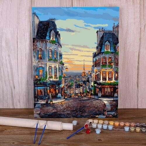 Scenery Street Landscape Coloring By Numbers Painting Kit Oil Paints 40*50 Boards By Numbers Decorative Handiwork