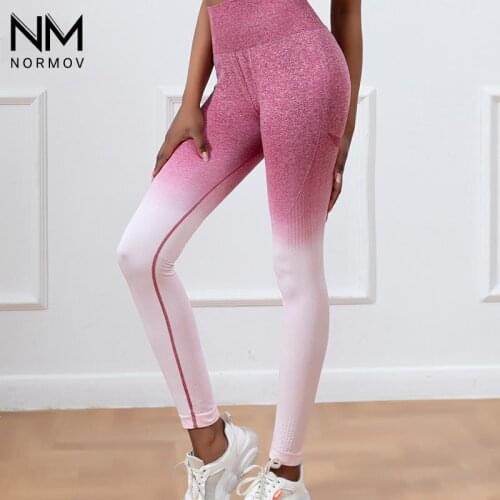 NORMOV Sexy Push Up Fitness Seamless Leggings Women High Waist Running Legging Sport Bubble Butt Sports Workout Girl Jeggings