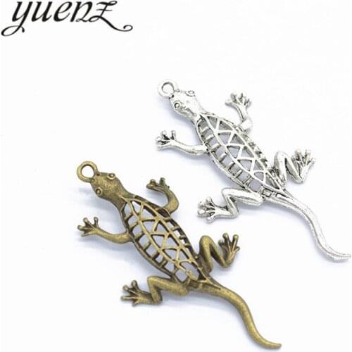 YuenZ 5pcs Antique silver color lizard Charms Pendant jewelry findings for DIY Fit Bracelet&Necklace Accessories,Zinc AlloyD9199