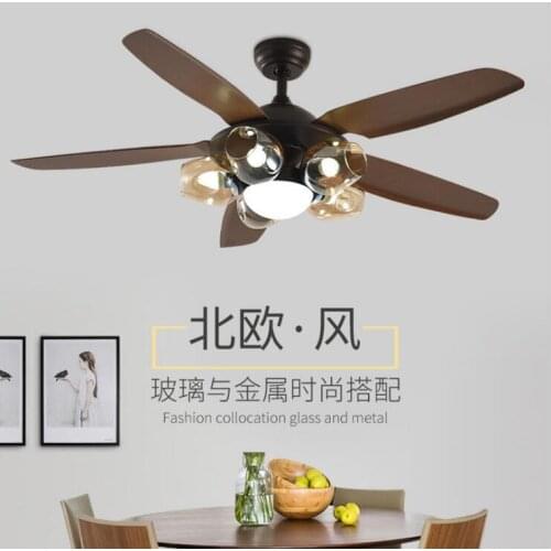 Led ceiling fan light living room dining room bedroom fan chandelier home mute American fan light