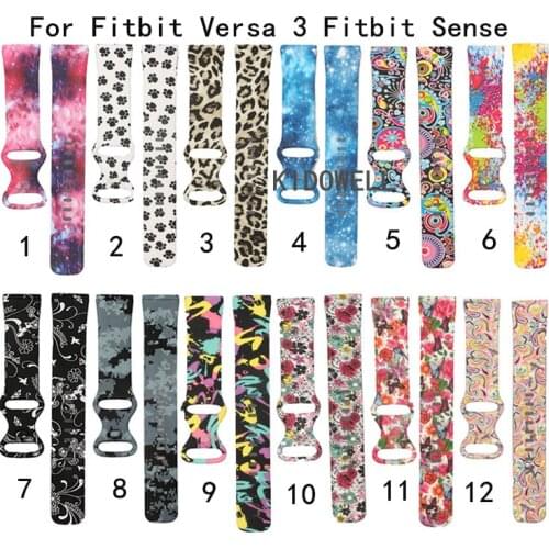 Watch Band for Fitbit Versa 3 Strap Sport Print Rainbow Leopard Silicone Bracelet Wristband for Fitbit Sense Bands Accessories