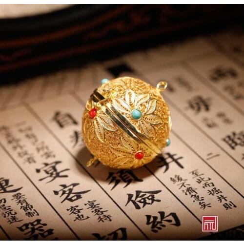 Handmade Filigree Inlaid Original Design Vientiane Perfume Bag DIY Pendant Necklace Creative Gift Gift for Mom