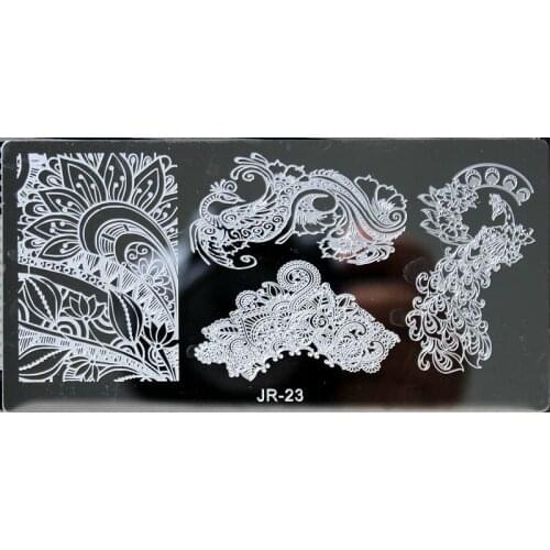 2017 NEW Nail Art Lace Designs #0023 6X12cm Gel polish nail polish Tranfersing Stamping Image Metal Plates Kit Set Stamping