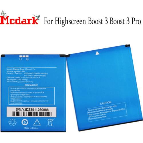 Mcdark For Highscreen Boost 3 Boost 3 Pro Battery Replacement Large Capacity 3000/3120mAh Back Up Bateria Smart Phone