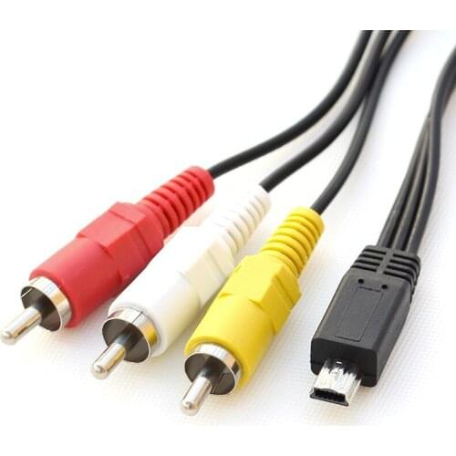 Camera Video Audio AV Cable Mini USB to 3 RCA for Canon 60D 70D 7D 700D 600D SX50 SX60 HS G1X Mark II G7X G16 5DIII 100pcs/lot