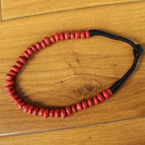 NK215 Vintage Tibetan Jewelry 13mm Red Coral Beads Women Necklace Handmade Nepal Antiqued Coral Beaded Necklace