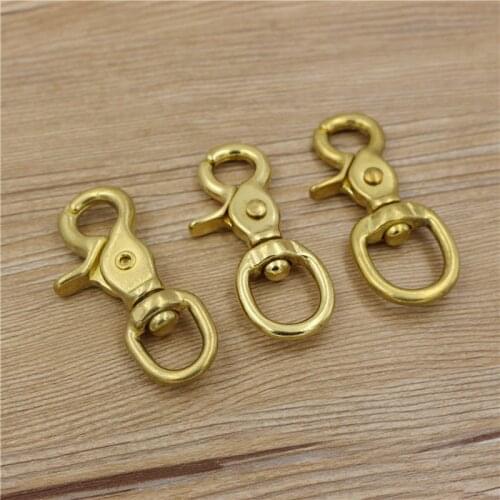High quality solid brass round lobster design leather craft belt buckle 4 size snap hook buckle 3pcs/lot