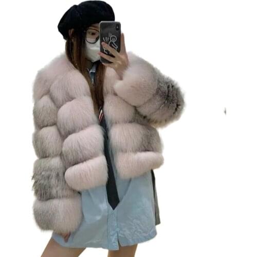 Whole Skin Real Cross Fox Fur Coats For Women Natural Fox Fur Jacket Fashion Luxurious Winter Warm Outwear 2021 NEW