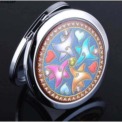 Women Fashion Portable Mini Mirror Makeup Pocket Cosmetic Mirrors With Double Faced Wholesale