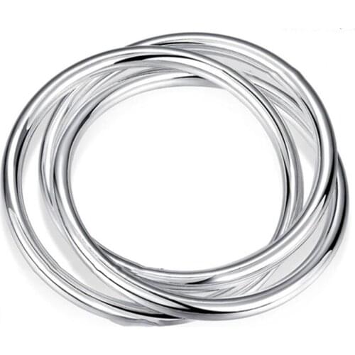 Fashion 925 Silver Bracelet Bangles Women Three Lines High Quality 925 Silver Bracelet Bangles Jewelry