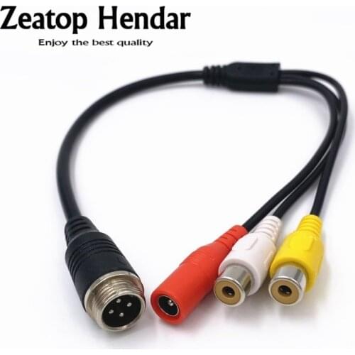 1Pcs M12 4Pin Aviation Male Plug to 2 RCA + DC Female Extension Cable Adapter for CCTV Camera Security DVR Microphone 35CM