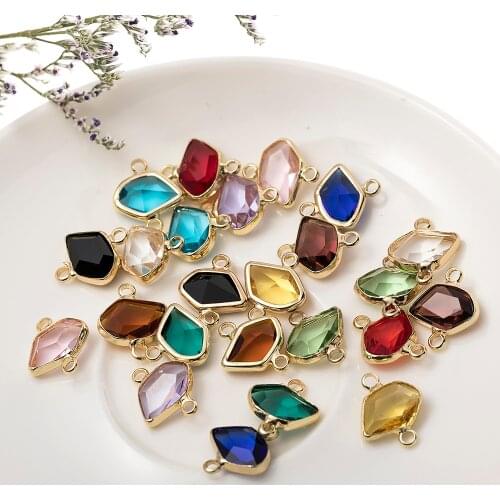 10pcs/lot Green Blue Geometric Shape Crystal Connector Finding For Jewelry Making DIY Handmade Necklace Bracelet