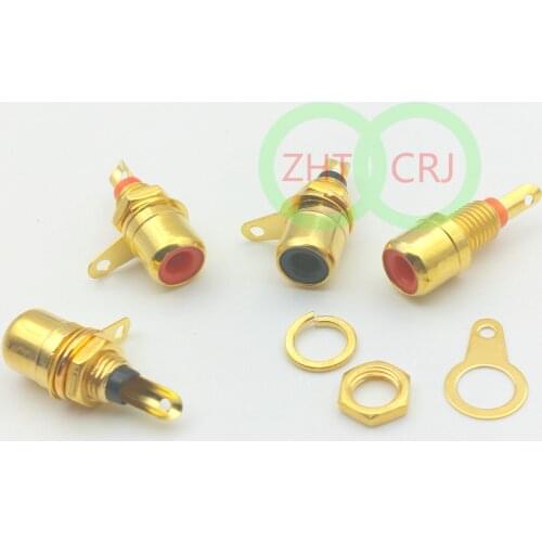 10 pcs Gold plated RCA Phono Chassis Panel Mount Female Socket( red+black)