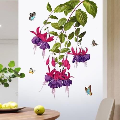 3D Flowers Wall Stickers Butterflies Teeanger Bathroom Living Room Bedroom Decor Decoration Aesthetic Wallpaper Window Stickers
