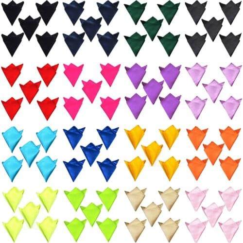 5 PCS Men Plain Color Pocket Square Hanky Wedding Accessories Satin Handkerchief BWTYY1004