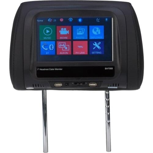 7inch Car Headrest Monitor With Bluetooth Transmitter Car Bluetooth Support MP5 SD Card USB Socket