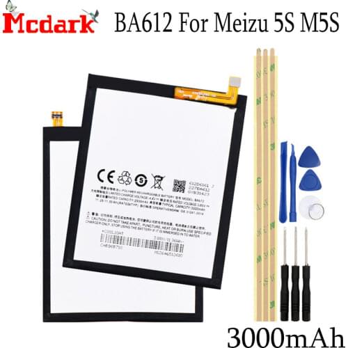 For Meizu 5S M5S 3000mAh Phone Battery Batterie M612Q M612M BA612 Bateria Accumulator AKKU +Tools