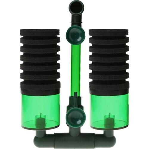 Aquarium Fish Tank Biochemical Sponge Filter Air Pump Double Head w/ Suction Cup 97BB