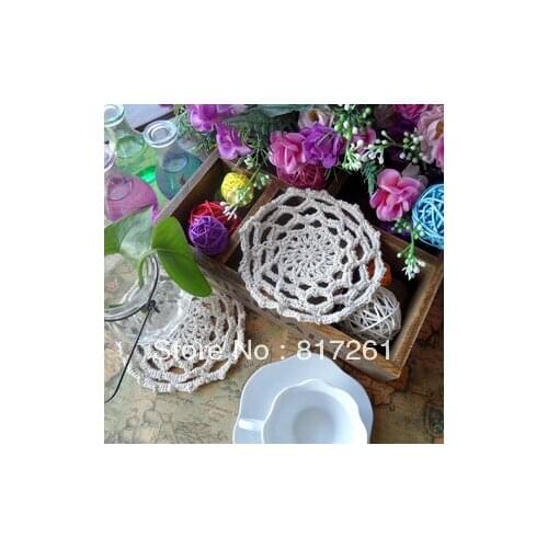 Free shipping european style 30 pics beige handmade pad doily placemat decoration coaster coffee table mat pad lace doilies mat