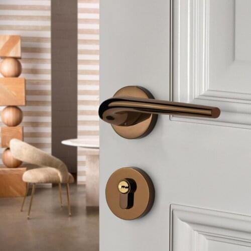 Interior Zinc Alloy Mute Anti-theft Door Lock Silent Mechanical Handle Split Door Locks Furniture Hardware Accessories Supplies