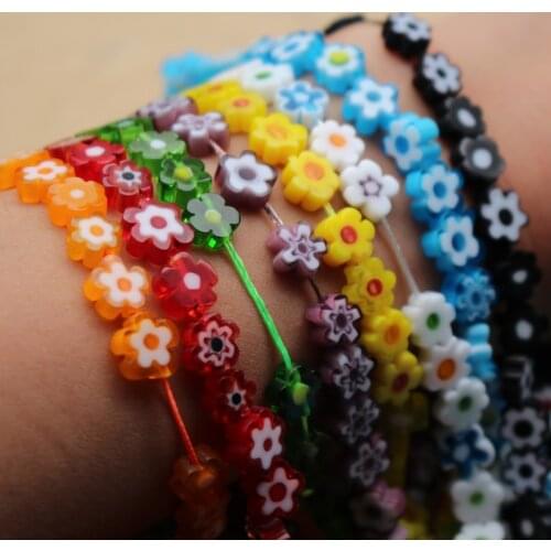 38cm 7~8mm Lampwork Glass Beads Lovely Flower shape Loose Beads Multi-colors for jewelry Bracelet Necklace Earring Ring making