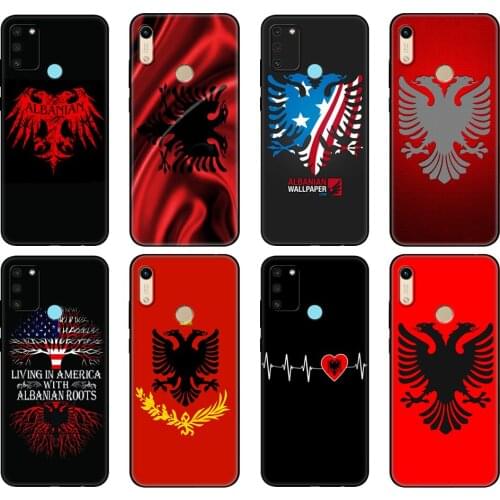 Black tpu Case For Honor 8a Prime 8s 9 10X Lite 9A 9C 9X Premium Pro 9S Case Cover Albania Flag