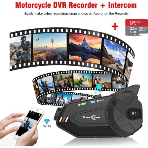Freedconn WiFi Motorcycle DVR Dash Cam 1080P Full HD Waterproof Camera Logger Recorder Riders Bluetooth Helmet Intercom Headset