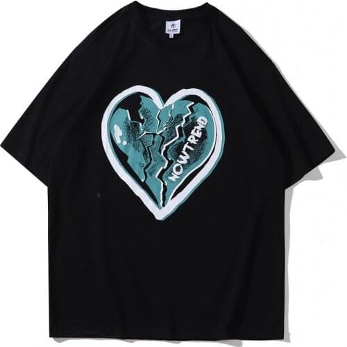 Summer Tshirt Mens Fashion Love Foam Printing Lovers Short Sleeve T-shirt Mens And Womens Summer Loose Fit Top