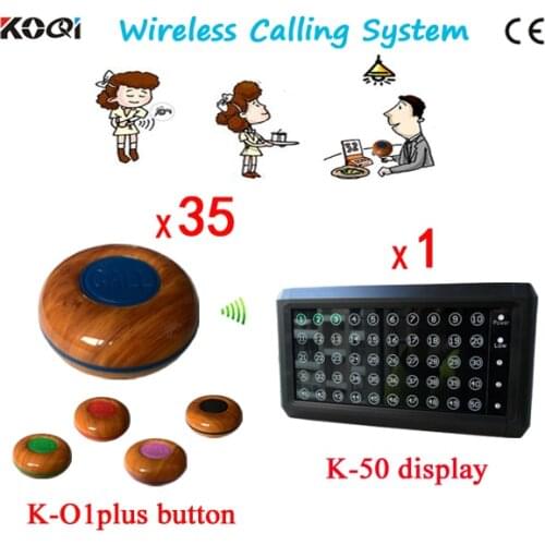 KOQI Wireless Calling Button ,Guest Call System 1 K-50 Show 50 Number At Same Time+35pcs Table Bell K-O1plus-blue