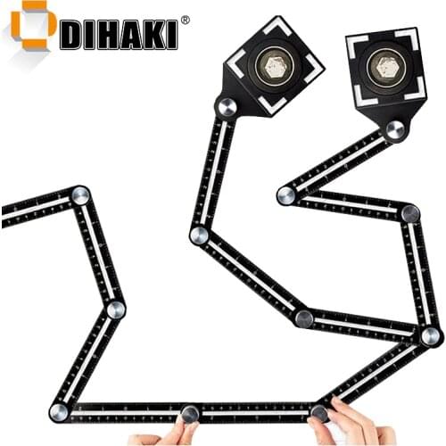 Hole Locator Multi Angle Measuring Ruler Protractors Adjustable 6-sides Ruler Floor Tile Glass Woodworking Universal Puncher