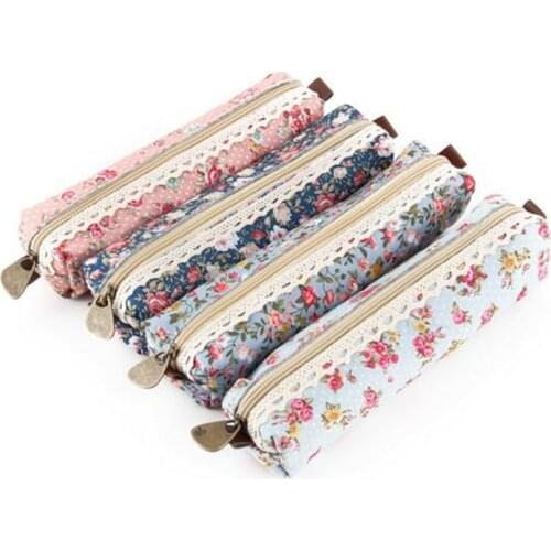 Mini Retro Lace Pencil Bag School Supplies Cosmetic Makeup Bag Zipper Pouch Purse Cute School Supplies