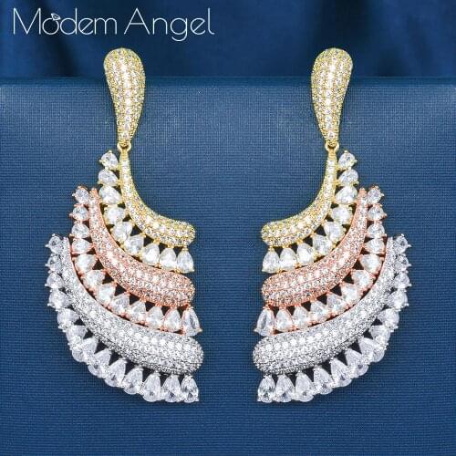 ModemAngel Fashion Luxury Special Shape Super Copper AAA Cubic Zirconia Width earrings for women Party Engagement Jewelry Gift