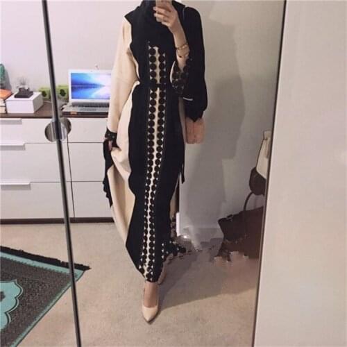 Muslim Dress Women Robe Islamic Clothing for Women Middle East Duibai Arab Ramadan Prayer Lace Stiching Elegant Abaya Belt Dress