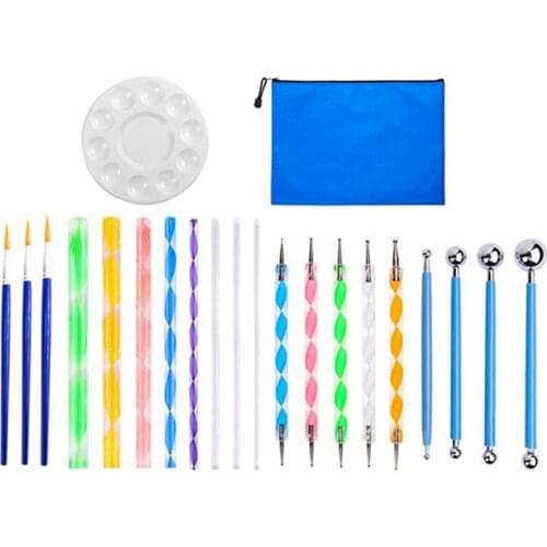 Mandala Template Painting Combo Set 27-Piece Stippling Tool Soft Pottery Painting Pen