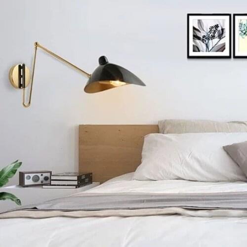 Nordic restaurant wall lamp bedroom bedside lamp corridor American iron art adjust wall lamp industrial retro lights